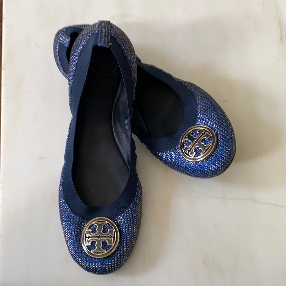 Used 9.5M Tory Burch Eddie-Glitter flat